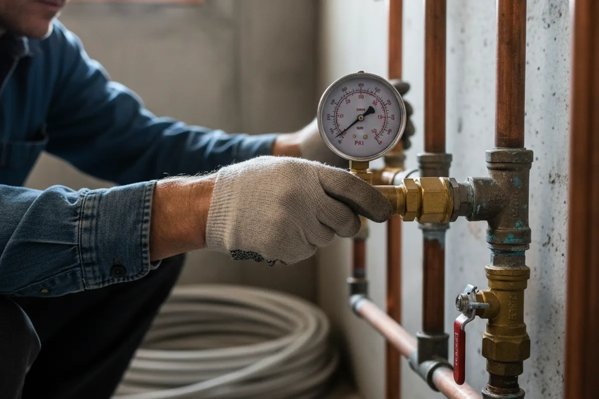 Pressure testing a repaired line during Water Line Repair in Nauvoo